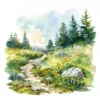 18 High-Quality Spring Meadow Trail Clipart - Spring meadow trail watercolor JPG instant download for commercial use - Digital download