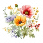 20 High-Quality Meadow Flowers Clipart - Meadow flowers digital watercolor JPG instant download for commercial use - Digital download