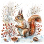18 High-Quality Winter Squirrel Clipart - Winter squirrel digital watercolor JPG instant download for commercial use - Digital download