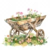 20 High-Quality Rustic Wheelbarrow Clipart - Wheelbarrow digital watercolor JPG instant download for commercial use - Digital download