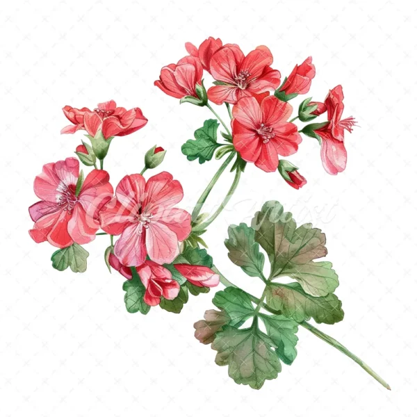 20 High-Quality Geranium Flowers Clipart - Geranium flowers digital watercolor JPG instant download for commercial use - Digital download