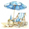 20 High-Quality Beach Set Clipart - Beach set digital watercolor JPG instant download for commercial use - Digital download