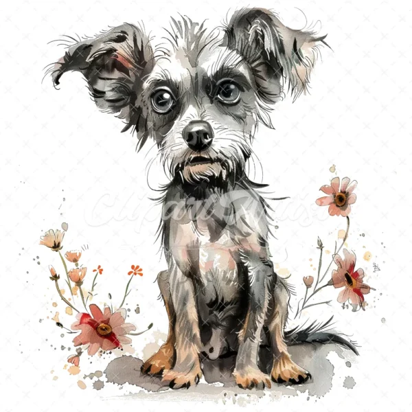 20 High-Quality Crazy Dog Clipart - Quirky crazy cute dog digital watercolor JPG instant download for commercial use - Digital download