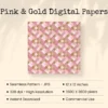 Pink and Gold Glam Glitter Seamless Digital Paper - 60 Scrapbook patterns, Baby shower background, Wedding, Commercial use, Digital download