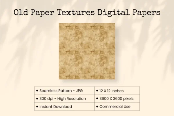 Old Paper Textures Seamless Digital Paper - 63 Scrapbook patterns, Grunge paper backgrounds, Ancient paper, Commercial use, Digital download
