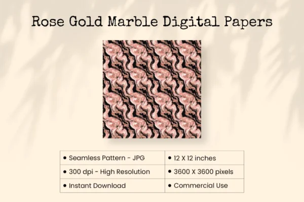 Rose Gold Marble Seamless Digital Paper - 69 Scrapbook patterns, Blush pink marble patterns, Marble foil, Commercial use, Digital download