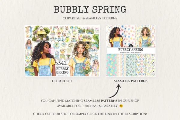 Bubbly Spring Watercolor Clipart Set - 340+ transparent PNG, Sweet summer graphics, Fun lollipop designs, Commercial use, Digital download