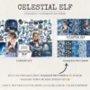 Celestial Elf Watercolor Clipart Set - 215+ transparent PNG, Magical nightscape graphics, Cosmic stars art, Commercial use, Digital download