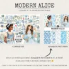 Modern Alice Watercolor Clipart Set - 250+ transparent PNG, Alice in wonderland graphics, Fairytale images, Commercial use, Digital download