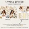 Lovely Autumn Watercolor Clipart Set - 250+ transparent PNG, Pumpkin season graphics, Girl with book images, Commercial use,Digital download