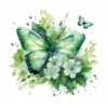20 High-Quality Green Floral Butterfly Clipart - Butterfly digital watercolor JPG instant download for commercial use - Digital download