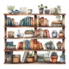 20 High-Quality Book Shelves Clipart - Book shelves digital watercolor JPG instant download for commercial use - Digital download