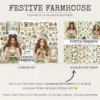 Festive Farmhouse Watercolor Clipart Set - 273+ transparent PNG, Cozy christmas graphics, Holiday cabin art, Commercial use,Digital download