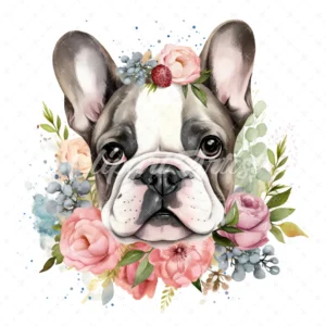 20 High-Quality French Cute Bulldog Clipart - Cute bulldog digital watercolor JPG instant download for commercial use - Digital download