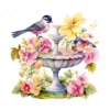 20 High-Quality Floral Birdbath Clipart - Floral birdbath digital watercolor JPG instant download for commercial use - Digital download