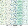 Springtime Planning Seamless Patterns, Cute spring JPEG, Spring reading pattern, Meadow flowers repeating pattern, Digital scrapbook paper