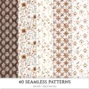 Mocha Spring Seamless Patterns, Cottage spring JPEG, Calla lily pattern, Mushroom, Spring flowers repeating pattern, Digital scrapbook paper
