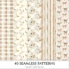 Old Cottage Seamless Patterns, Cottage flowers JPEG, Cottagecore seamless pattern, Floral rustic repeating pattern, Digital scrapbook paper