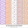 Spring Awakening Seamless Patterns, Whimsical spring JPEG, Floral pattern, Lavender, Spring meadow repeating pattern,Digital scrapbook paper