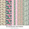 Velvet Reverie Seamless Patterns, Vintage Fashion JPEG, Pink pastel rose pattern, Emerald, Antique repeating pattern,Digital scrapbook paper