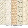September End Seamless Patterns, Cozy autumn JPEG, Maple and pumpkin pattern, Plaid, Knitted cozy repeating pattern, Digital scrapbook paper