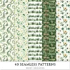 Summer Mountain Seamless Patterns, Mountain flowers JPEG, Pine forest pattern, Meadow, Alpine repeating pattern, Digital scrapbook paper