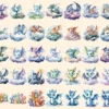 Baby Dragons Watercolor Clipart Bundle - 310+ transparent PNG, Dreamy fairytale images, Charming storybook, Commercial use, Digital download