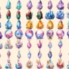 Crystals Watercolor Clipart Bundle - 470+ transparent PNG, Crystal illustrations, Enchanted gem graphics, Commercial use, Digital download