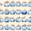 Blue Fall Watercolor Clipart Bundle - 205+ transparent PNG, Autumn harvest graphics, Rustic pumpkin floral, Commercial use, Digital download