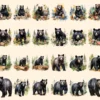 Black Bears Clipart Bundle - 200+ transparent PNG, Woodland creature illustrations, Majestic bear graphics, Commercial use, Digital download