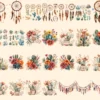 Boho Western Watercolor Clipart Bundle - 240+ transparent PNG, Western desert cowgirl graphics, Boho png, Commercial use, Digital download