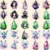Fairy Crystals Watercolor Clipart Bundle - 220+ transparent PNG, Enchanting fairy images, Cute storybook, Commercial use, Digital download