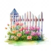 20 High-Quality Picket Fences Clipart - Picket fences digital watercolor JPG instant download for commercial use - Digital download