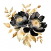 23 High-Quality Black Gold Peony Clipart - Black gold peony digital watercolor JPG instant download for commercial use - Digital download