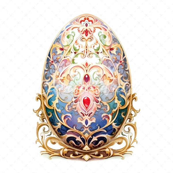 19 High-Quality Ornate Eggs Clipart - Ornate eggs digital watercolor JPG instant download for commercial use - Digital download