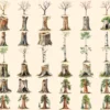 Tree Trunks Watercolor Clipart Bundle - 385+ transparent PNG, Wooden nature illustration, Eco forest art, Commercial use, Digital download