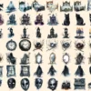 Haunted Mansion Watercolor Clipart Bundle - 475+ transparent PNG, Eerie house png, Ghostly spooky decor, Commercial use, Digital download