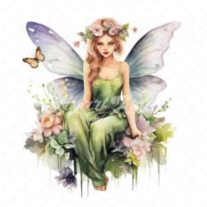 19 High-Quality Garden Fairy Clipart - Garden fairy digital watercolor JPG instant download for commercial use - Digital download