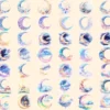 Heavenly Moons Watercolor Clipart Bundle - 389+ transparent PNG, Mystical night graphics, Ethereal moon art, Commercial use,Digital download