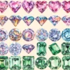 Diamonds Watercolor Clipart Bundle - 270+ transparent PNG, Elegant gem graphics, Sparkling jewel images, Commercial use, Digital download