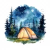 20 High-Quality Night Lighting Tents Clipart - Lighting tents digital watercolor JPG instant download for commercial use - Digital download
