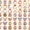 Floral Owls Watercolor Clipart Bundle - 433+ transparent PNG, Floral bird illustrations, Boho owl images, Commercial use, Digital download