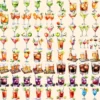 Alcoholic Drinks Watercolor Clipart Bundle - 690+ transparent PNG, Liquor cocktail illustrations, Drink png, Commercial use,Digital download