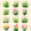 Grass Watercolor Clipart Bundle - 135+ transparent PNG, Botanical grass illustrations, Spring greenery art, Commercial use, Digital download