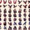 Gothic Ravens Watercolor Clipart Bundle - 445+ transparent PNG, Mystic raven graphics, Enigmatic witch bird, Commercial use,Digital download