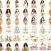 Joyful Easter Watercolor Clipart Set - 355+ transparent PNG, Spring bunnies eggs graphics, Easter joy art, Commercial use, Digital download