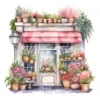 20 High-Quality Floral Storefronts Clipart - Storefronts digital watercolor JPG instant download for commercial use - Digital download