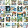 Puerto Rico Watercolor Clipart Set - 240+ transparent PNG, Summer island illustrations, Caribbean graphics, Commercial use, Digital download