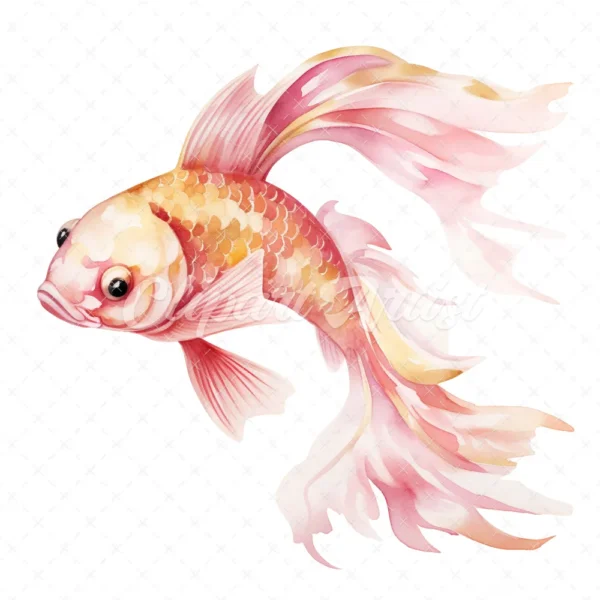 20 High-Quality Baby Pink Koi Fish Clipart - Koi fish digital watercolor JPG instant download for commercial use - Digital download