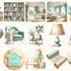 Moving Clipart Set - 110+ transparent PNG, New home illustrations, Interior decor graphics, Moving day art, Commercial use, Digital download